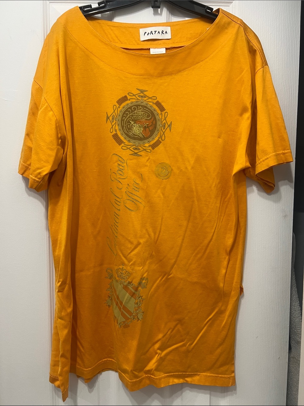 Woman  Golden Yellow Graphic Short-Sleeve Shirt